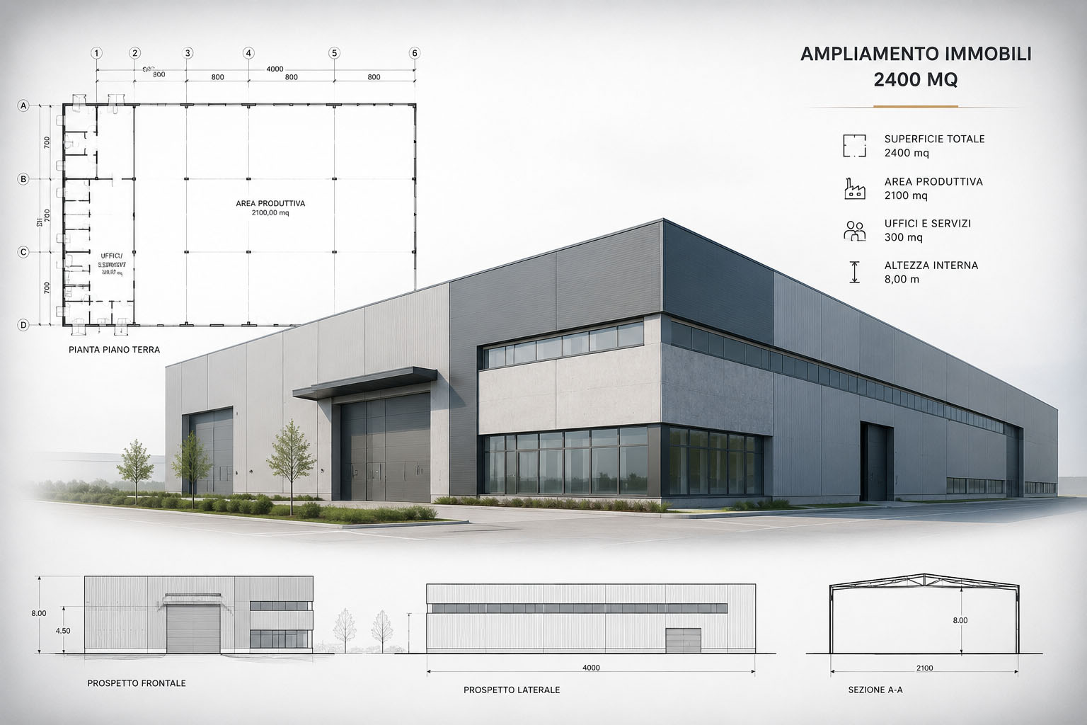 Ampliamento immobili di 2400 mq
